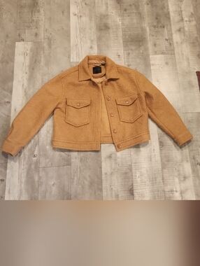 Cozy Cropped Camel Teddy Jacket with Patch Pockets